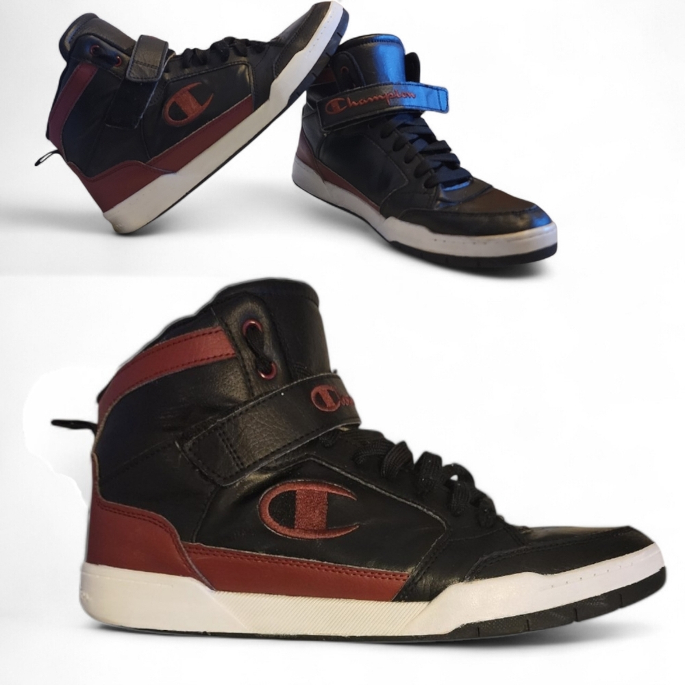 Champion Black and Burgundy High-Top Sneakers